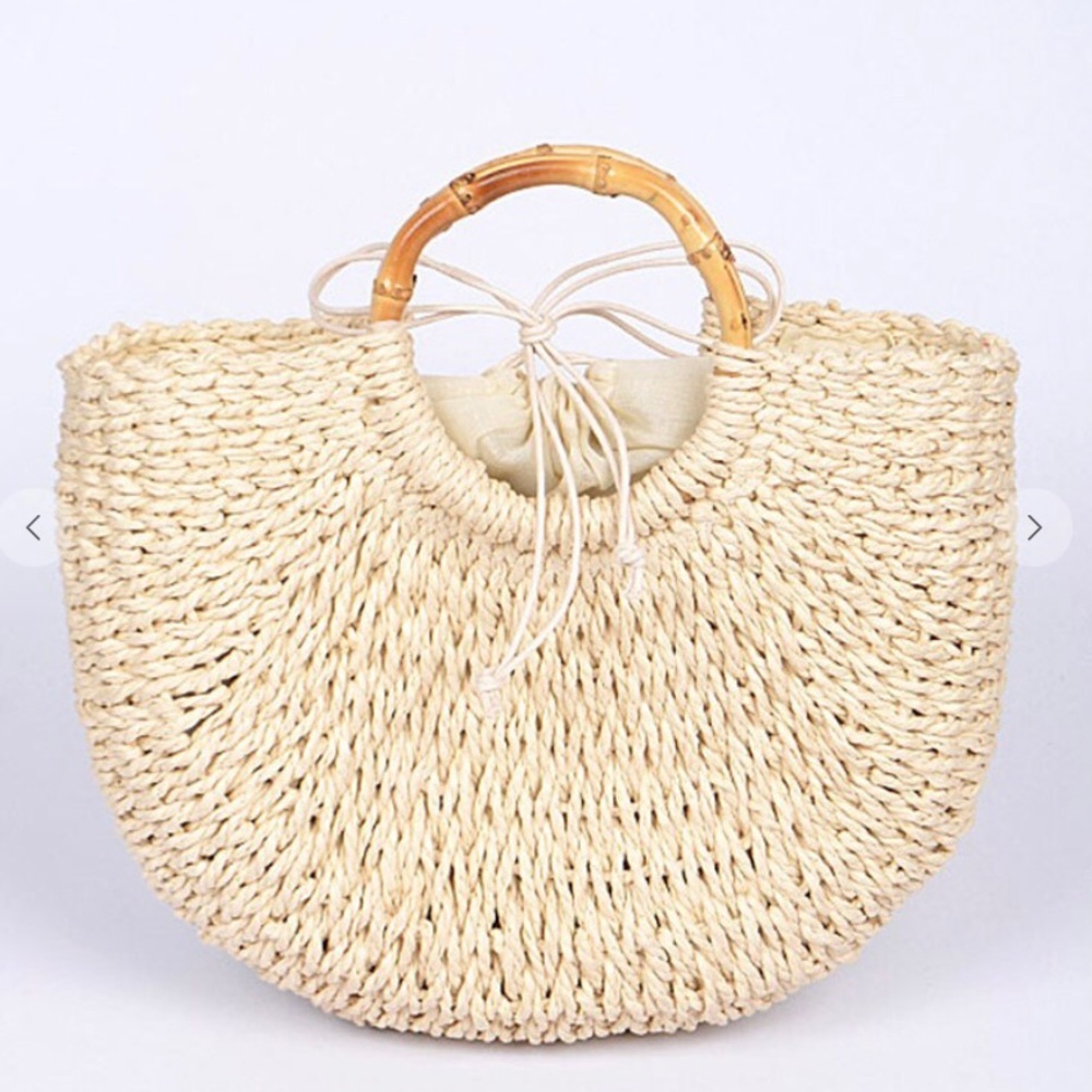 Bamboo handle basket bag.